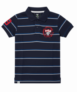 IST Boys Pique Polo Striped Crested T-Shirt -NB
