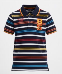 IST Boys Pique Double Striped Polo T-Shirt - Multicolor