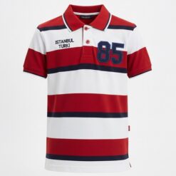 IST Boys Pique Bold Stripe Polo T-Shirt -RWN