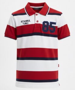 IST Boys Pique Bold Stripe Polo T-Shirt -RWN
