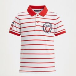 IST Boys Pique Thin Stripe Polo T-Shirt - Red White