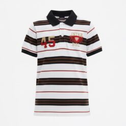 IST Boys Pique Polo Multi Stripe T-Shirt - BWR