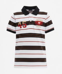 IST Boys Pique Polo Multi Stripe T-Shirt - BWR
