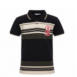 IST Boys Pique Polo Strip Chest T-Shirt - Black