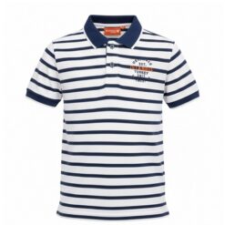 IST Boys Pique Polo Pin Stripe T-Shirt - Navy White
