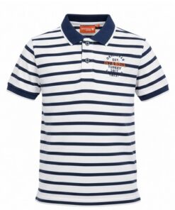 IST Boys Pique Polo Pin Stripe T-Shirt - Navy White