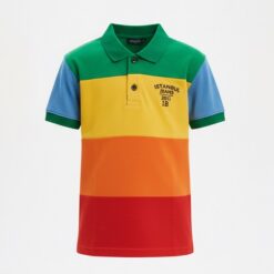 IST Toddler Boys Pique Polo Colorblock T-Shirt -Rainbow