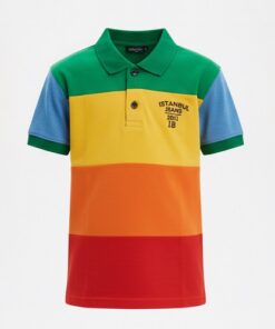 IST Toddler Boys Pique Polo Colorblock T-Shirt -Rainbow