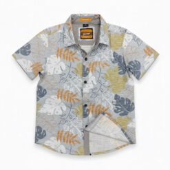 Vintage Toddler Boys Print Button Down Shirt - Leaves