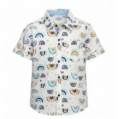 Vintage Toddler Boys Print Button Down Shirt - Rainbow