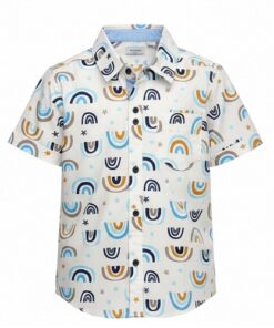 Vintage Toddler Boys Print Button Down Shirt - Rainbow