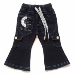 Trendy Toddler  Girls Baggy Cargo Jeans Trouser - Black Pant