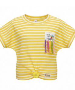 Trendy Girls Dolman Sleeves Cropped T-Shirt - Yellow Top