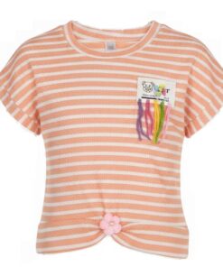 Trendy Girls Dolman Sleeves Cropped T-Shirt - Peach Top