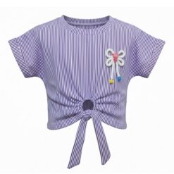 Trendy Girls Cinched Cropped Ring T-Shirt - Purple Top