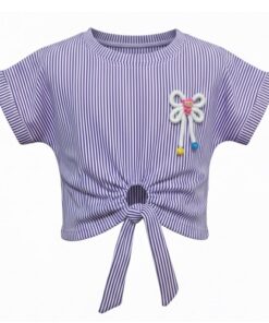 Trendy Girls Cinched Cropped Ring T-Shirt - Purple Top