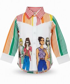 Trendy Girls Pop Button Down Hi-Lo Cropped Shirt - Multicolor