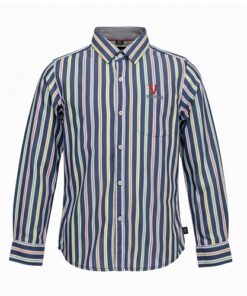 Vintage Boys Long Sleeve Button Down Shirt With Roll Up Option -Pastel