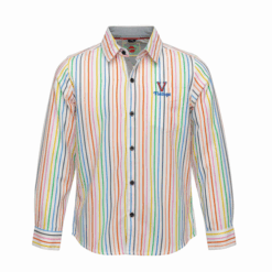 Vintage Boys Long Sleeve Button Down Shirt With Roll Up Option - Thin Stripe Multicolor