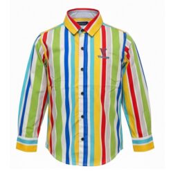 Vintage Boys Long Sleeve Button Down Shirt With Roll Up Option - Rainbow