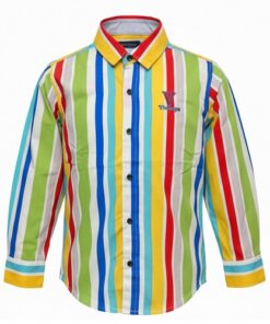 Vintage Boys Long Sleeve Button Down Shirt With Roll Up Option - Rainbow