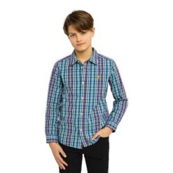 US Polo Assn Boys Long Sleeve Button Down Shirt - Green Plaid