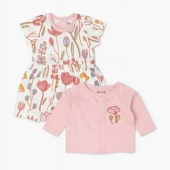 Monica + Andy  Girls Organic Cotton Dress Romper & Jacket