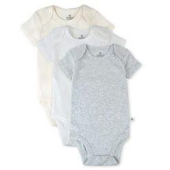 Honest Baby Unisex Organic Cotton Bodysuit Short Sleeve - Grey White