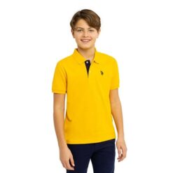 U.S. Polo Assn. Boys Short Sleeve Pique Polo Shirt - Yellow