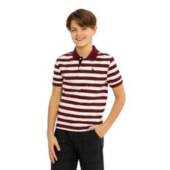 U.S. Polo Assn. Boys Short Sleeve Stripe Jersey Polo Shirt - Burgundy