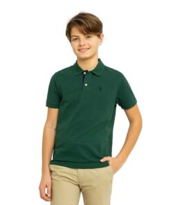 U.S. Polo Assn. Boys Short Sleeve Pique Polo Shirt - Green