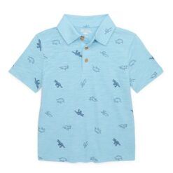 365 Kids Boys Mix & Match Short Sleeve Print Polo Shirt - Dino Blue