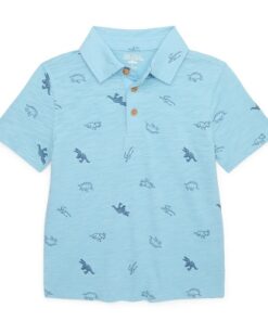 365 Kids Boys Mix & Match Short Sleeve Print Polo Shirt - Dino Blue
