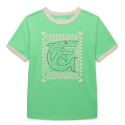 365 Kids Boys Mix & Match Short Sleeve Front Back Ringer T-shirt - Green Shark