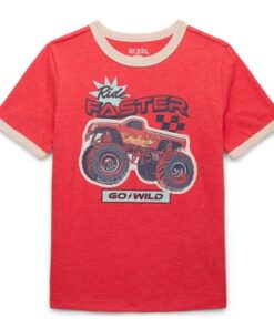 365 Kids Boys Mix & Match Short Sleeve Front Back Ringer T-shirt - Pinata Red