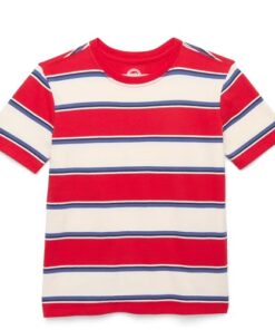 Wonder Nation Boys Oversized Short Sleeve Bold Stripe T-Shirt - Red