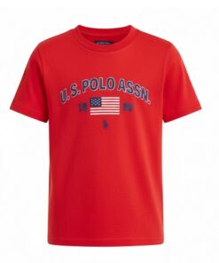 U.S Polo Assn Boys American Flag Short Sleeve T-shirt - Red