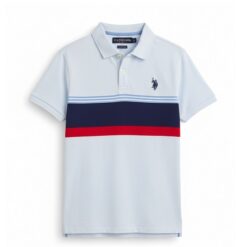 U.S Polo Assn Boys Stripe Jersey Polo Shirt - Blue