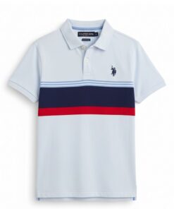 U.S Polo Assn Boys Stripe Jersey Polo Shirt - Blue