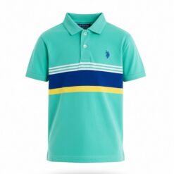 U.S Polo Assn Boys Stripe Jersey Polo Shirt - Green