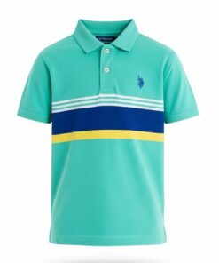 U.S Polo Assn Boys Stripe Jersey Polo Shirt - Green