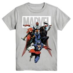 Marvel Captain America Boys Short Sleeve Platinum Silver Graphic T-shirt