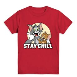 Warner Bro Tom And Jerry Stay Chill Graphic Boys T-shirt - Red