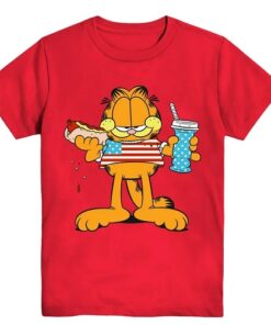 Garfield American Cat Short-Sleeve Graphic  T-shirt - Red