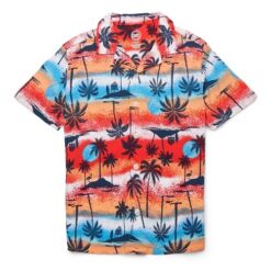 Wonder Nation Boys Camp Button Down Shirt - Orange Palm