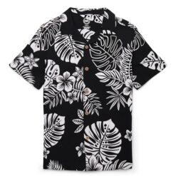 Wonder Nation Boys Camp Button Down Shirt - Black