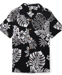 Wonder Nation Boys Camp Button Down Shirt - Black