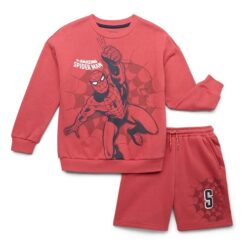 Spiderman Boys Licensed Fleece Short Set - Red
