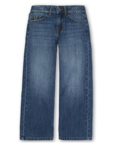 Wonder Nation Girls Baggy Wide Leg Jeans - Blue Medium Wash