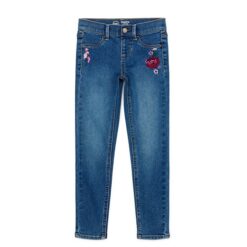 Wonder Nation Girls Fashion Rose Embroidery Jeggings - Blue